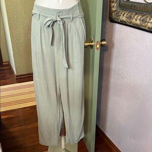 Women's Gilli Sage Green Linen Blend Tie-Waist Pants S M